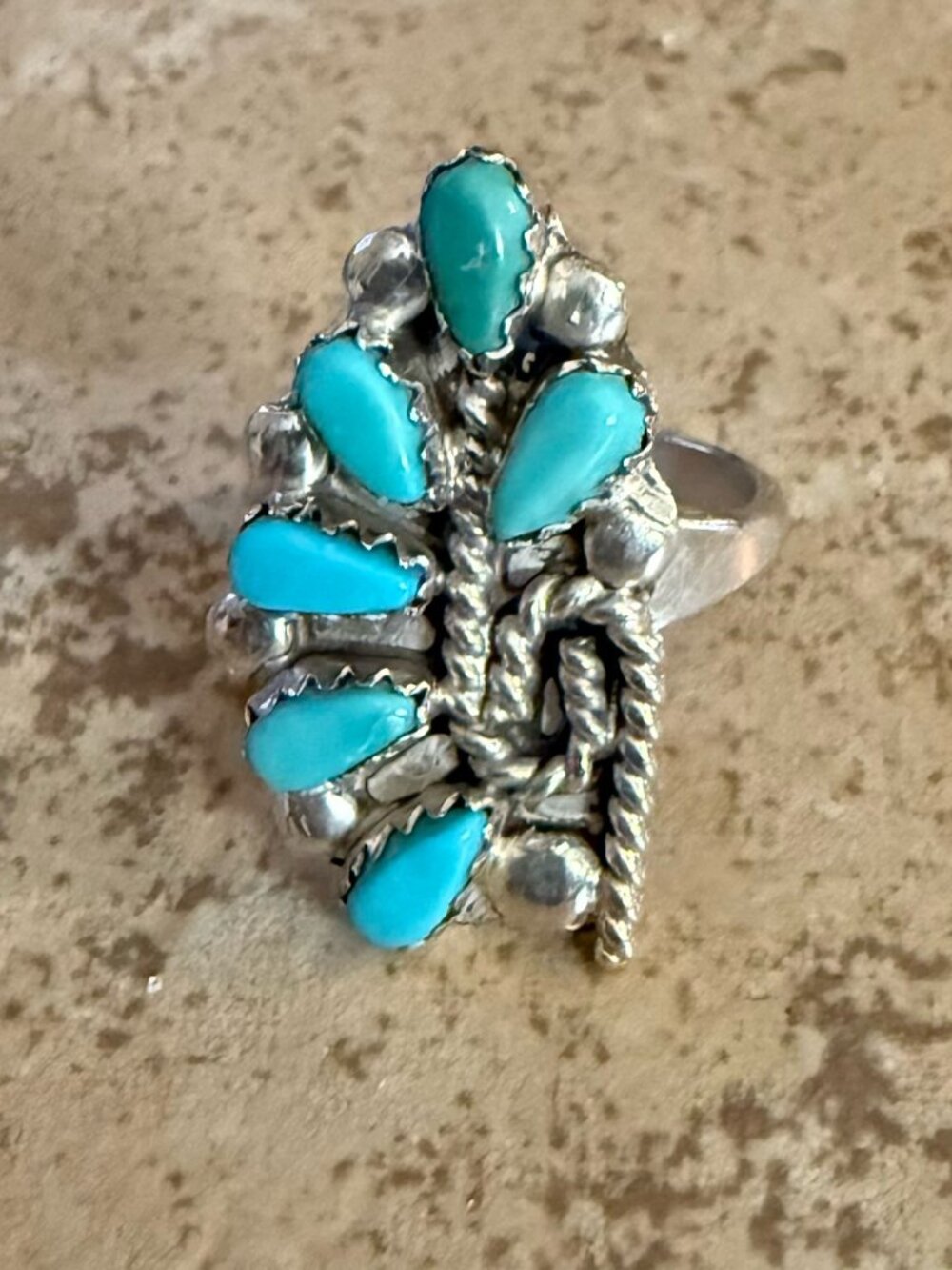 Sterling Silver Turquoise Ring Size 5 1/2 - Picture 2 of 7
